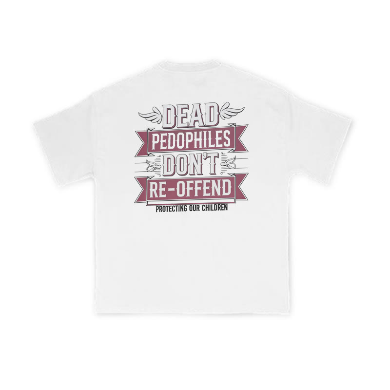 Dead Pedophiles Don't Re-offend Wings Print T-shirt - White - US16-18(2XL) - image 2