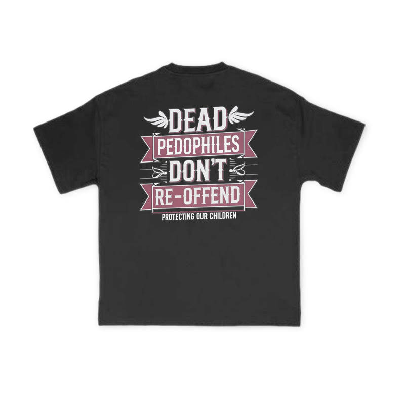 Dead Pedophiles Don't Re-offend Wings Print T-shirt - Black - US16-18(2XL) - image 1