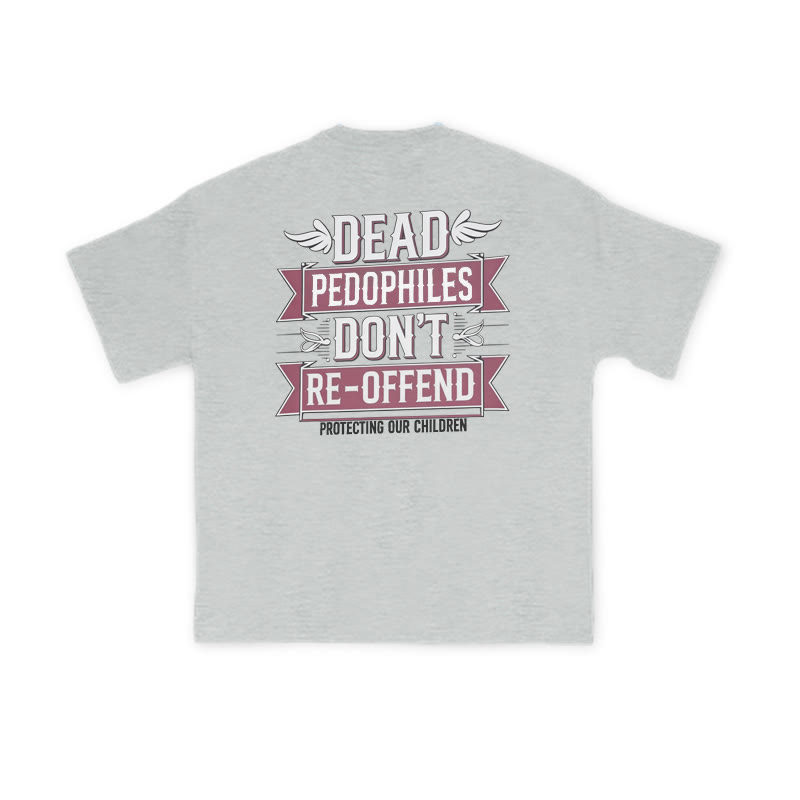 Dead Pedophiles Don't Re-offend Wings Print T-shirt - Grey - US16-18(2XL) - image 3