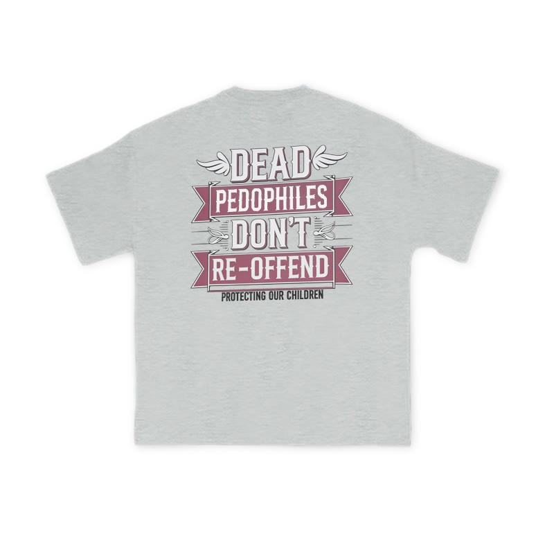 Dead Pedophiles Don't Re-offend Wings Print T-shirt - Grey - US16-18(2XL) - image 3