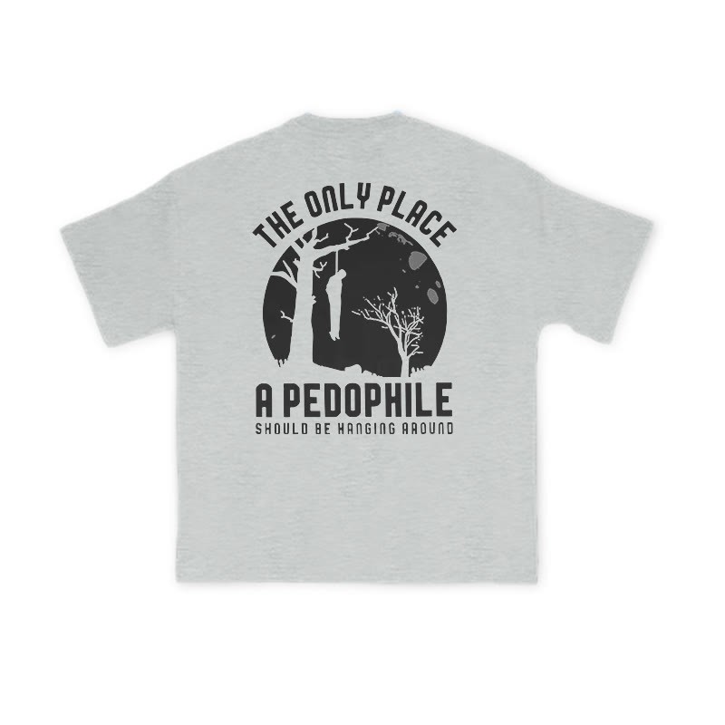 The Only Place A Pedophile Should Be Hanging Around Print T-shirt - Grey - US16-18(2XL) - image 3
