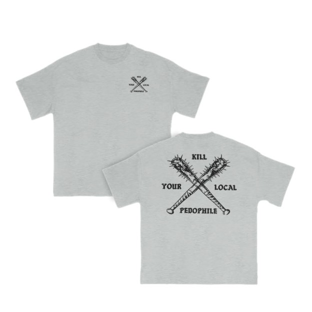 Kill Your Local Pedophile Baseball Bat Print T-shirt - Grey - US16-18(2XL) - image 4