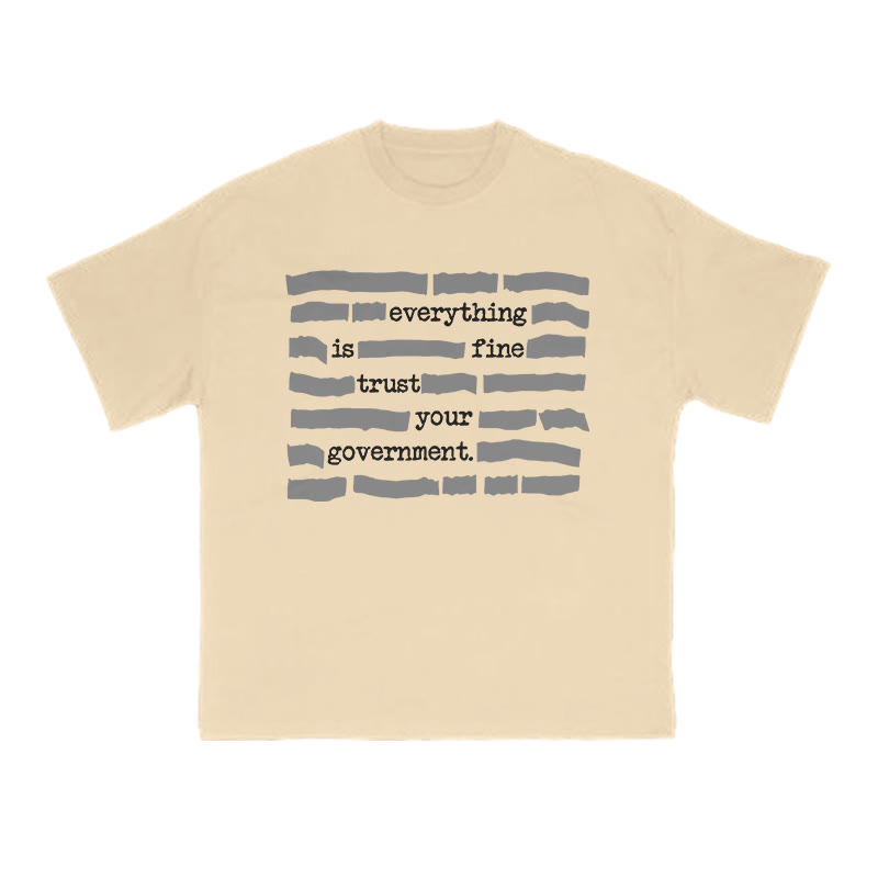 Love Your Government Everything Is Fine Print Causal T-shirt - Apricot - US16-18(2XL) - image 5