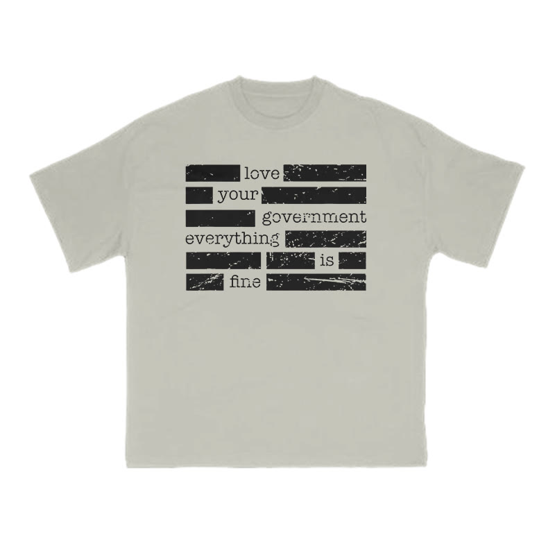 Love Your Government Everything Is Fine Print T-shirt - Warm Grey - US16-18(2XL) - image 4