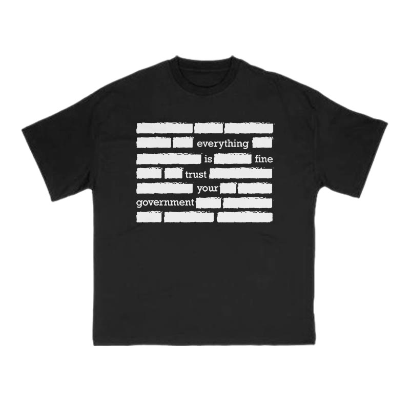Everything Is Fine Print T-shirt - Black - US16-18(2XL) - image 1