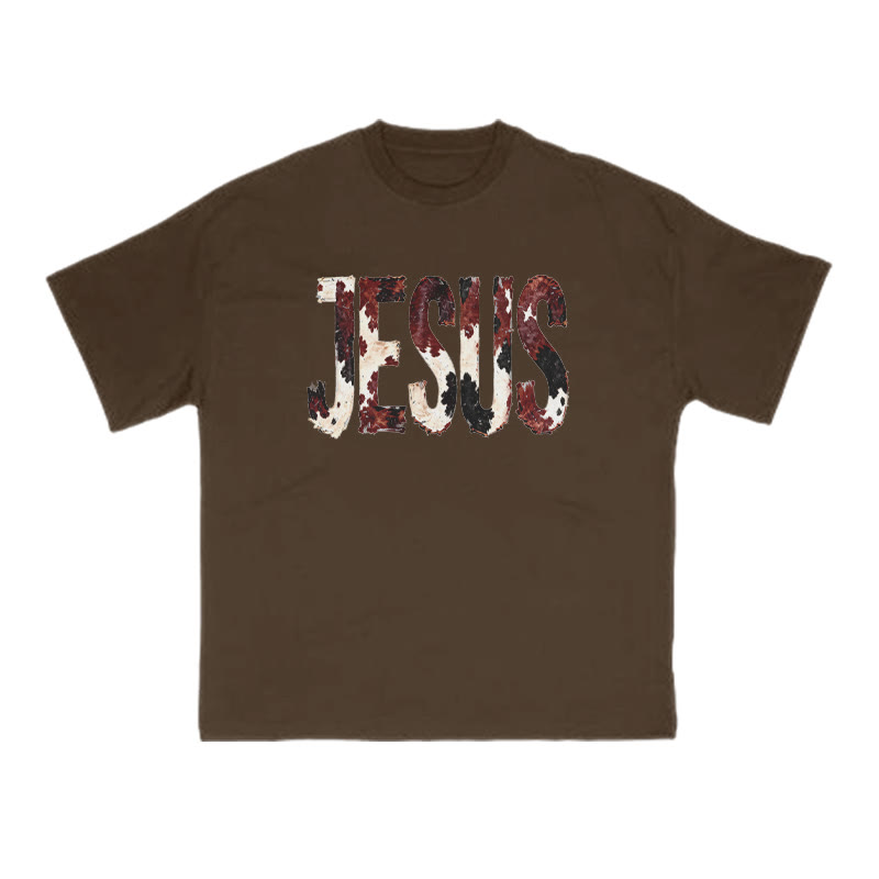 Jesus Cow Print T-shirt - Coffee - US16-18(2XL) - image 1