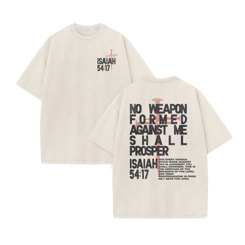 Isaiah 54:17 Print Acid Washed T-shirt - Beige - US20-22(3XL) - image 3