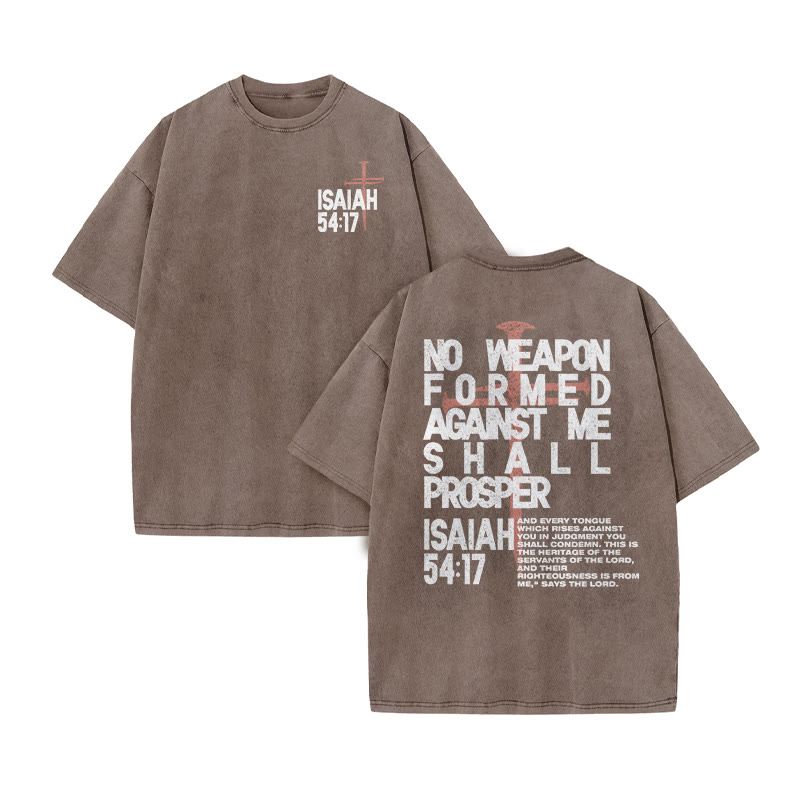 Isaiah 54:17 Print Acid Washed T-shirt - Coffee - US20-22(3XL) - image 4