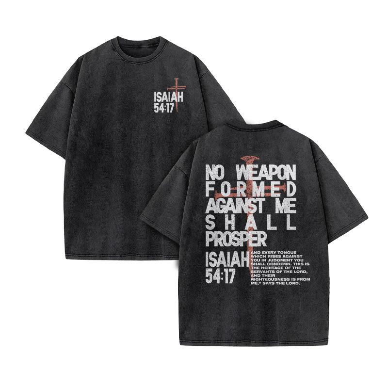 Isaiah 54:17 Print Acid Washed T-shirt - Black - US20-22(3XL) - image 2