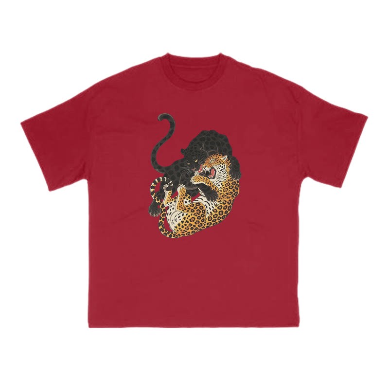 Panther Vs Leopard Print T-shirt - Red - US16-18(2XL) - image 1