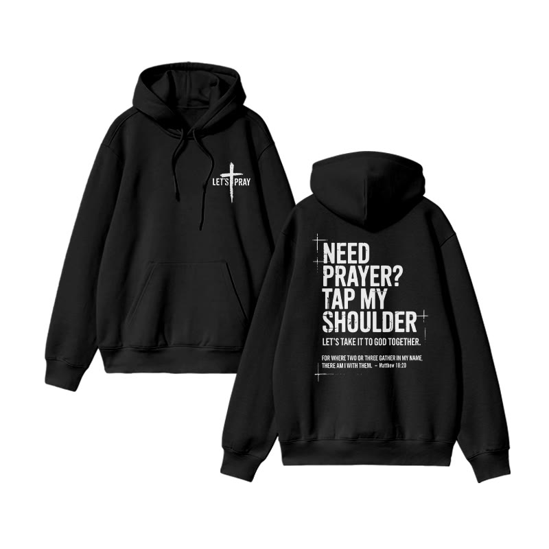 Need Prayer? Tap My Shoulder Print Hoodie - Black - US16-18(2XL) - image 2