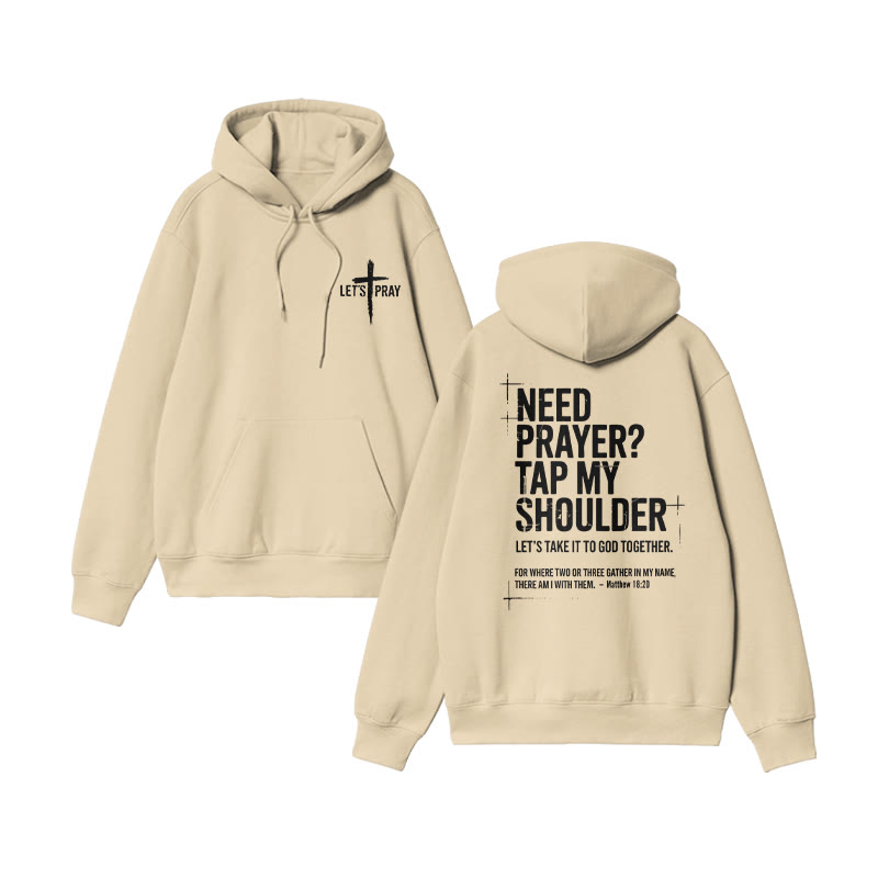Need Prayer? Tap My Shoulder Print Hoodie - Apricot - US16-18(2XL) - image 5