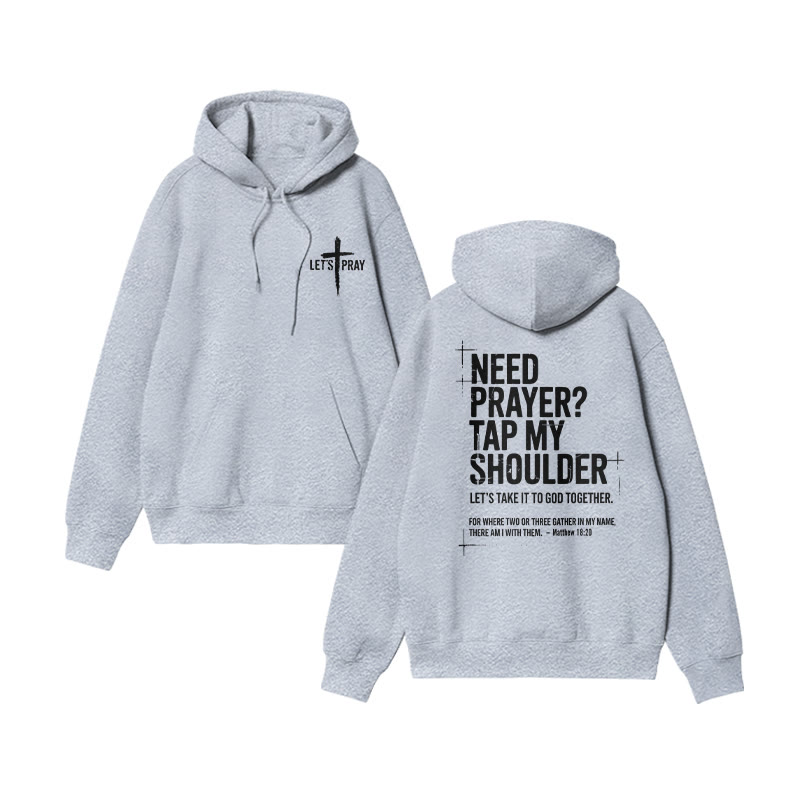Need Prayer? Tap My Shoulder Print Hoodie - Grey - US16-18(2XL) - image 4