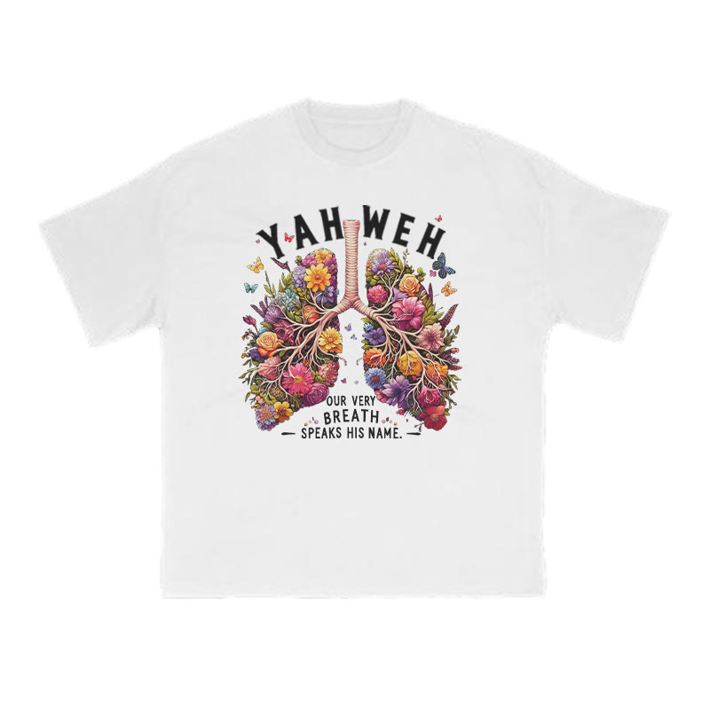 Yahweh Our Very Breath Speaks His Name Print T-shirt - White - US16-18(2XL) - image 2