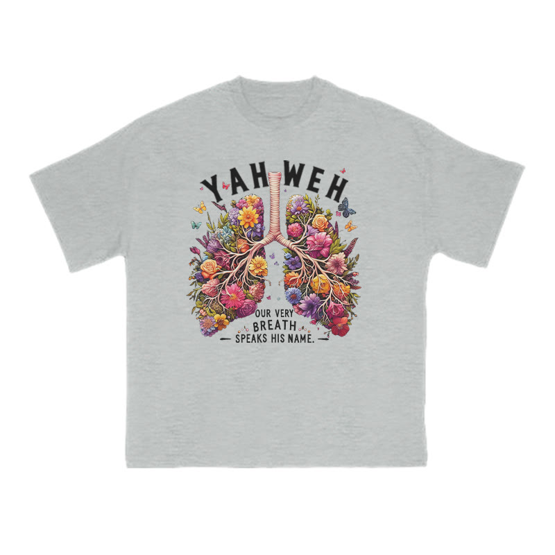 Yahweh Our Very Breath Speaks His Name Print T-shirt - Grey - US16-18(2XL) - image 3