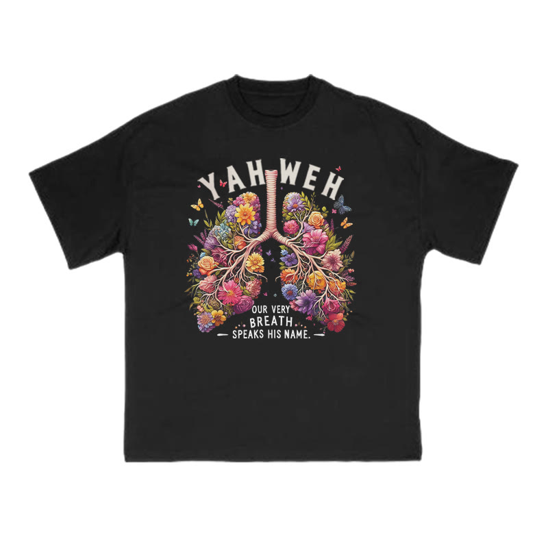 Yahweh Our Very Breath Speaks His Name Print T-shirt - Black - US16-18(2XL) - image 1