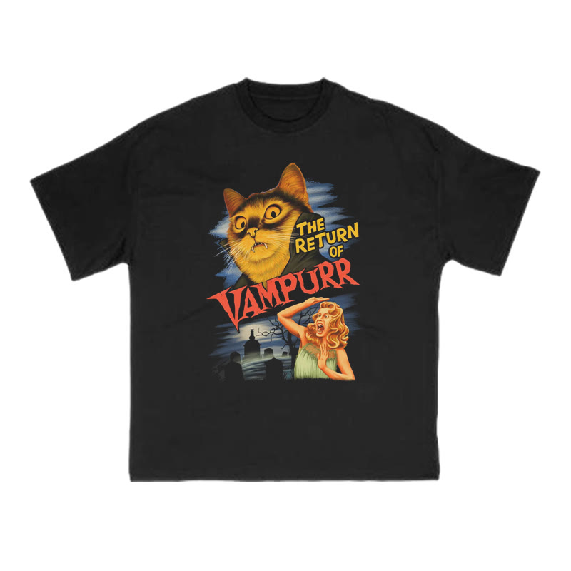 The Return Of Vampurr Cat Print T-shirt - Black - US16-18(2XL) - image 1