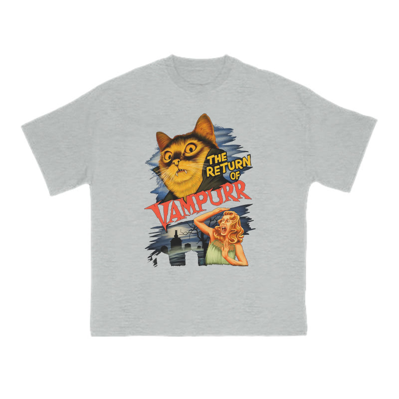 The Return Of Vampurr Cat Print T-shirt - Grey - US16-18(2XL) - image 3