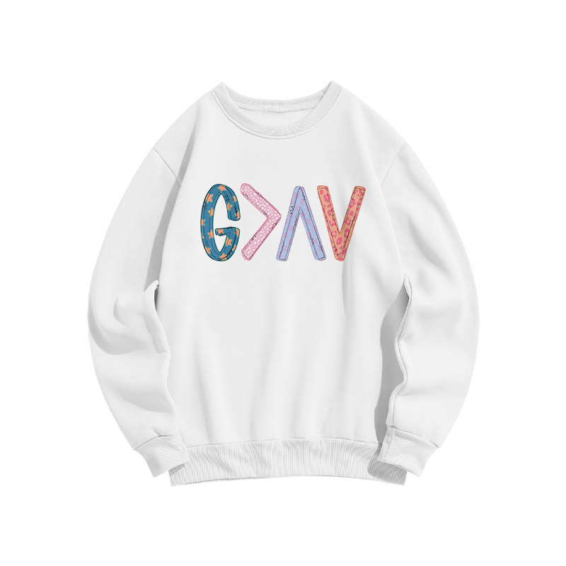 God Is Greater Than The Highs And Lows Print Sweatshirt - White - US16-18(2XL) - image 2