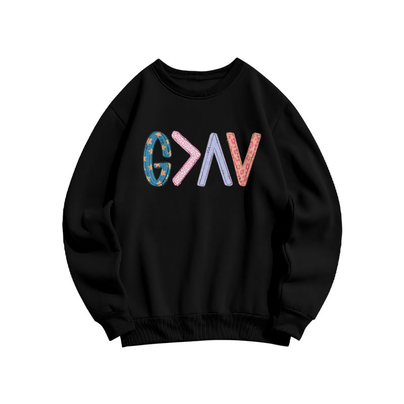 God Is Greater Than The Highs And Lows Print Sweatshirt - Black - US16-18(2XL) - image 1