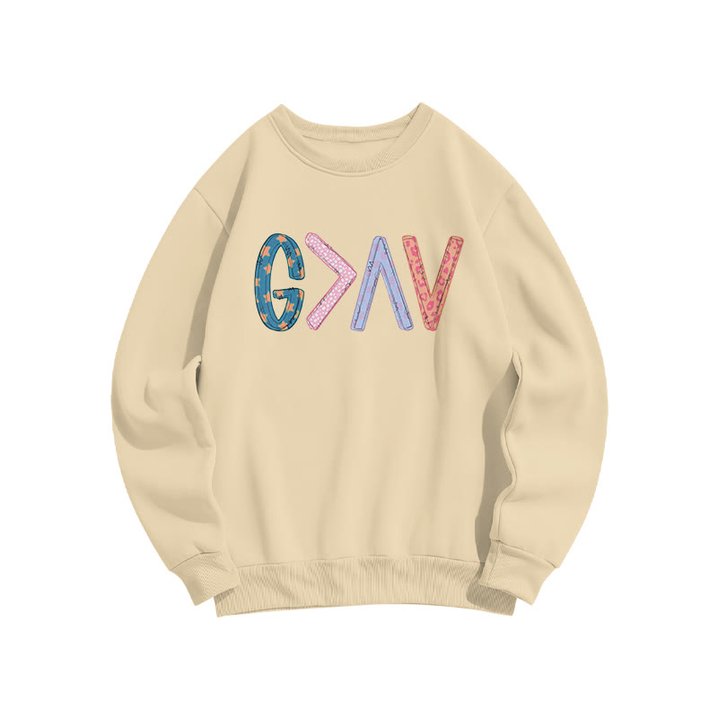 God Is Greater Than The Highs And Lows Print Sweatshirt - Apricot - US16-18(2XL) - image 4