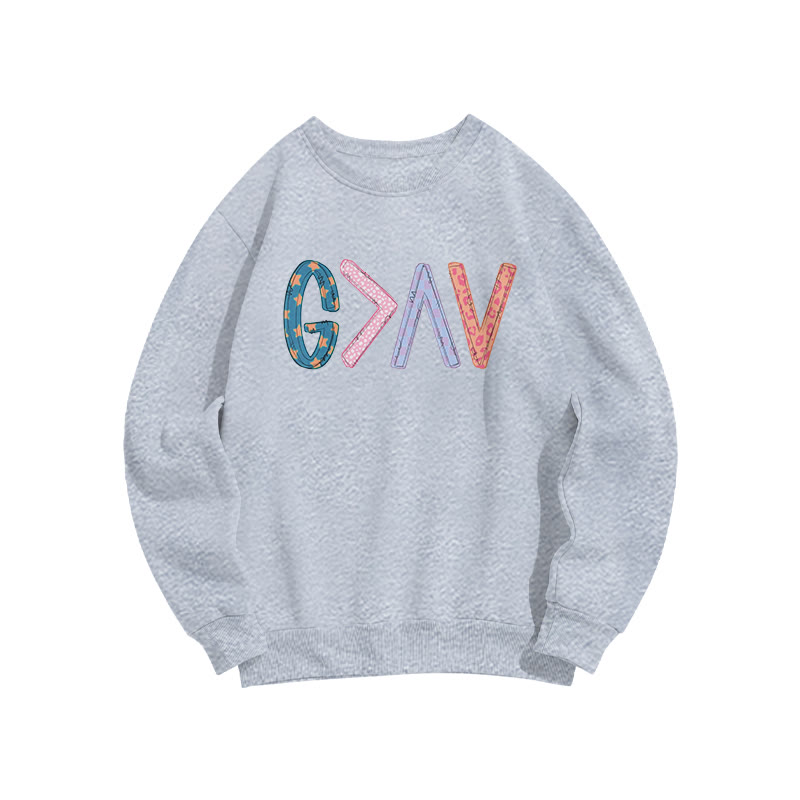 God Is Greater Than The Highs And Lows Print Sweatshirt - Grey - US16-18(2XL) - image 3
