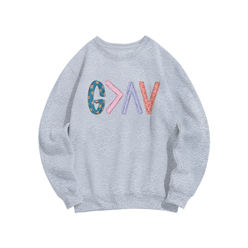 God Is Greater Than The Highs And Lows Print Sweatshirt - Grey - US16-18(2XL) - image 3