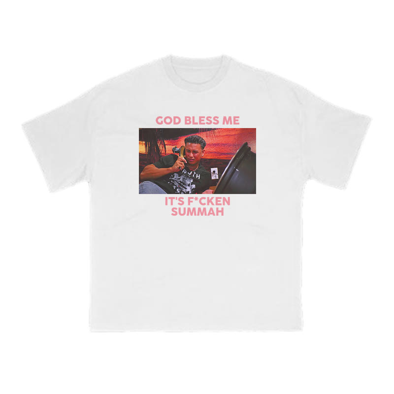 God Bless Me It's F*cken Summah Print T-shirt - White - US16-18(2XL) - image 2