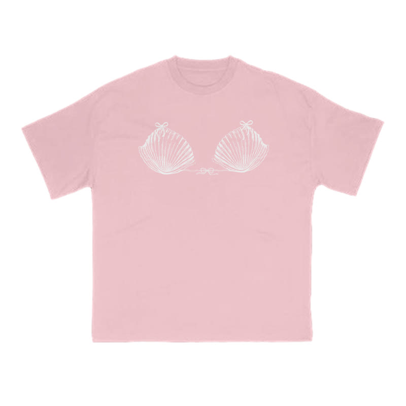 Funny Seashell Bikini Print T-shirt - Pink - US16-18(2XL) - image 10