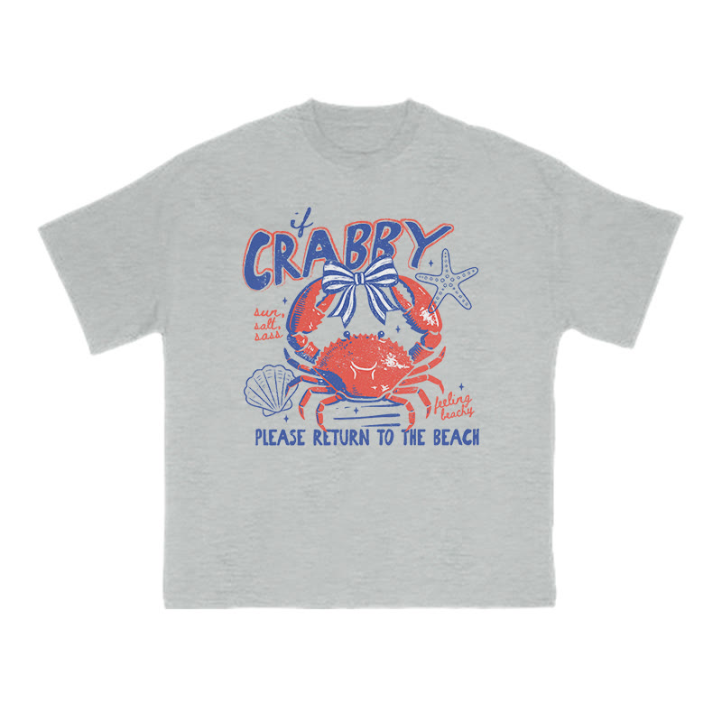 If Crabby Please Return To The Beach Print T-shirt - Grey - US16-18(2XL) - image 3