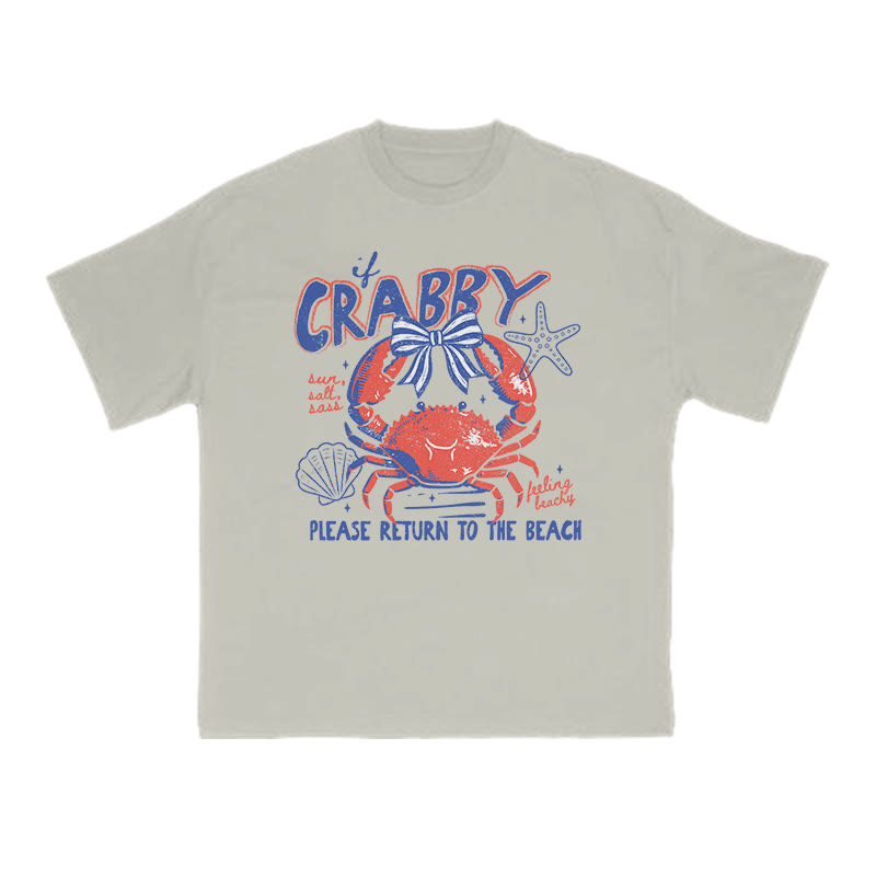 If Crabby Please Return To The Beach Print T-shirt - Warm Grey - US16-18(2XL) - image 4