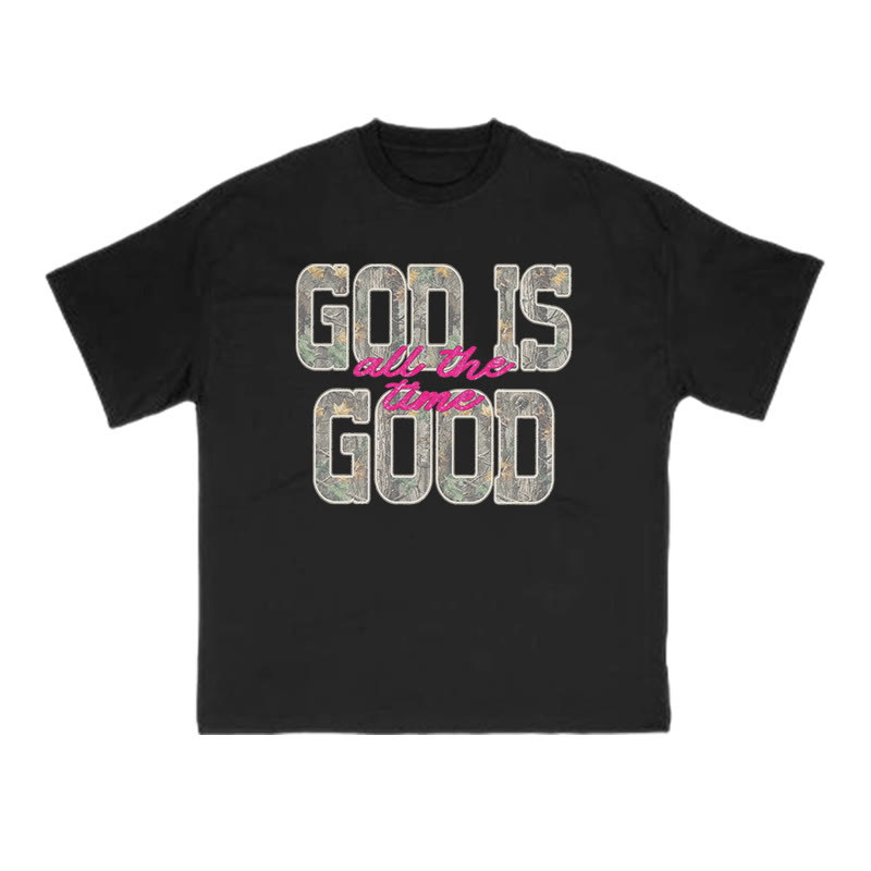 God Is Good All The Time Camouflage Print T-shirt - Black - US16-18(2XL) - image 1