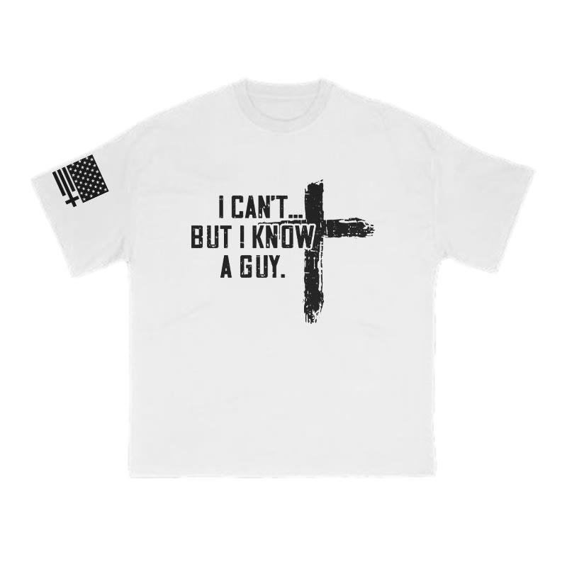 I Can't But I Know A Guy Cross Print T-shirt - White - US16-18(2XL) - image 1