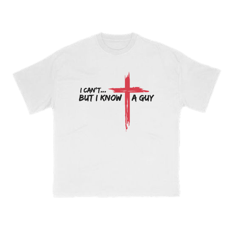 I Can't But I Know A Guy Red Cross Print T-shirt - White - US16-18(2XL) - image 2