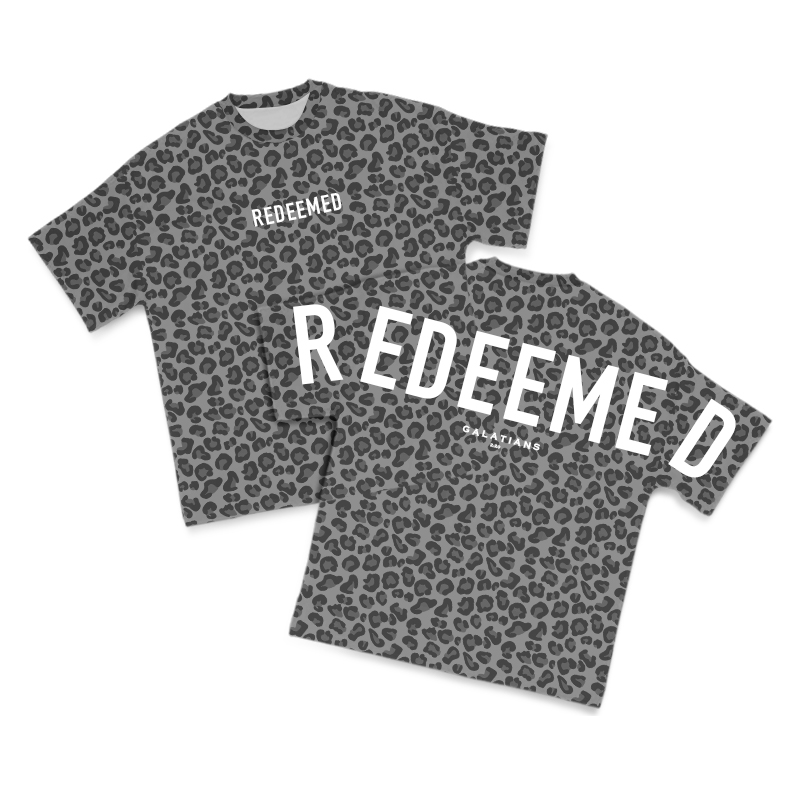 Redeemed Leopard Print T-shirt - Dark Grey - 8XL - image 2
