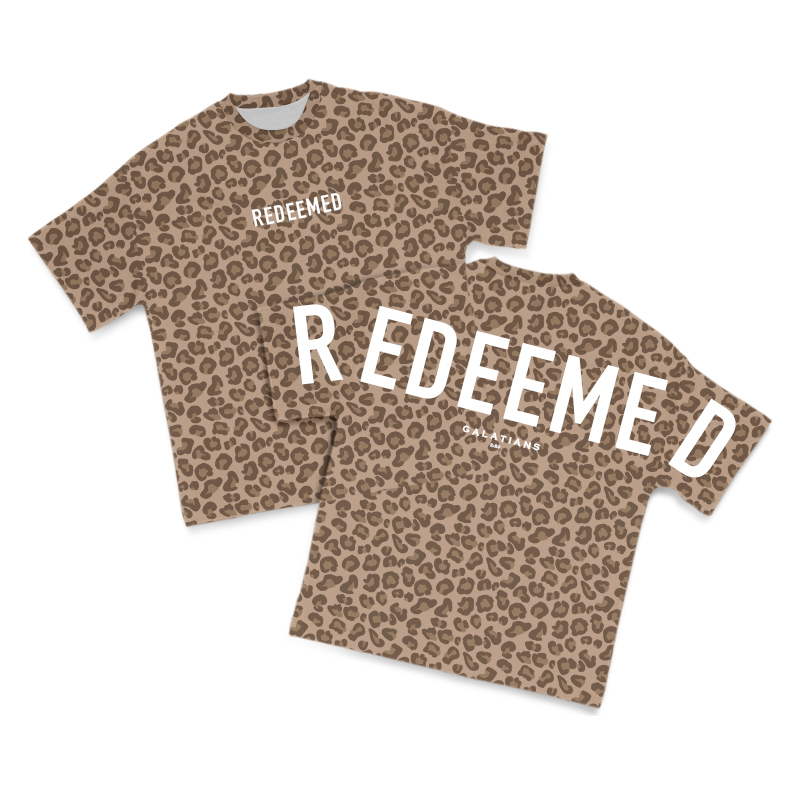 Redeemed Leopard Print T-shirt - Brown - 8XL - image 1