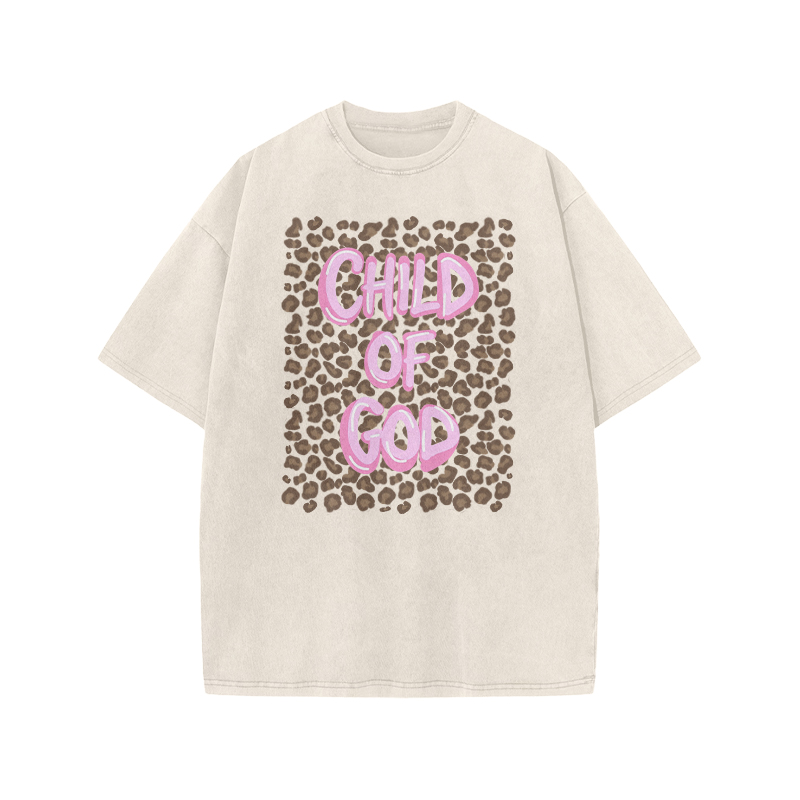 Child Of God Leopard Print Acid Washed T-shirt - Beige - US20-22(3XL) - image 2