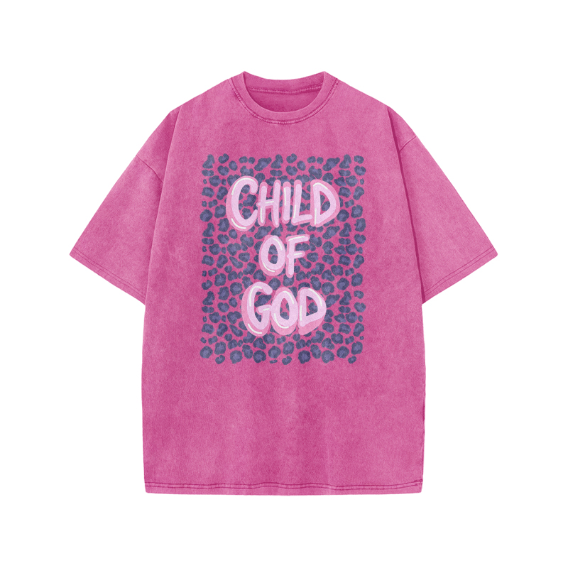 Child Of God Leopard Print Acid Washed T-shirt - Pink - US20-22(3XL) - image 1