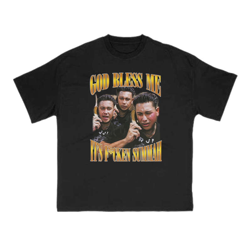 God Bless Me It's F*cken Summah Print T-shirt - Black - US16-18(2XL) - image 1