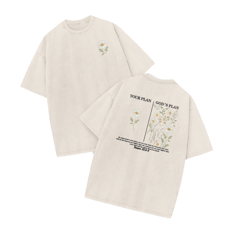 God's Plan Jeremiah 29:11 Print Acid Washed T-shirt - Beige - US20-22(3XL) - image 2