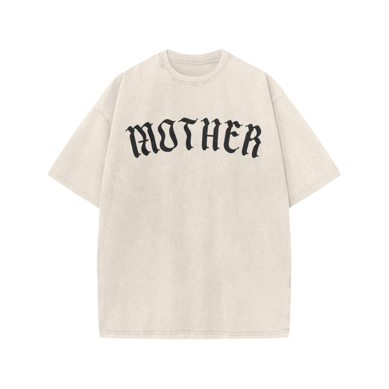 Mother Print Acid Washed T-shirt - Beige - US20-22(3XL) - image 2