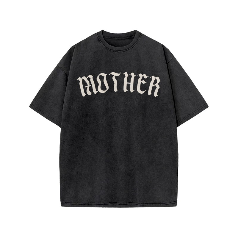 Mother Print Acid Washed T-shirt - Black - US20-22(3XL) - image 1