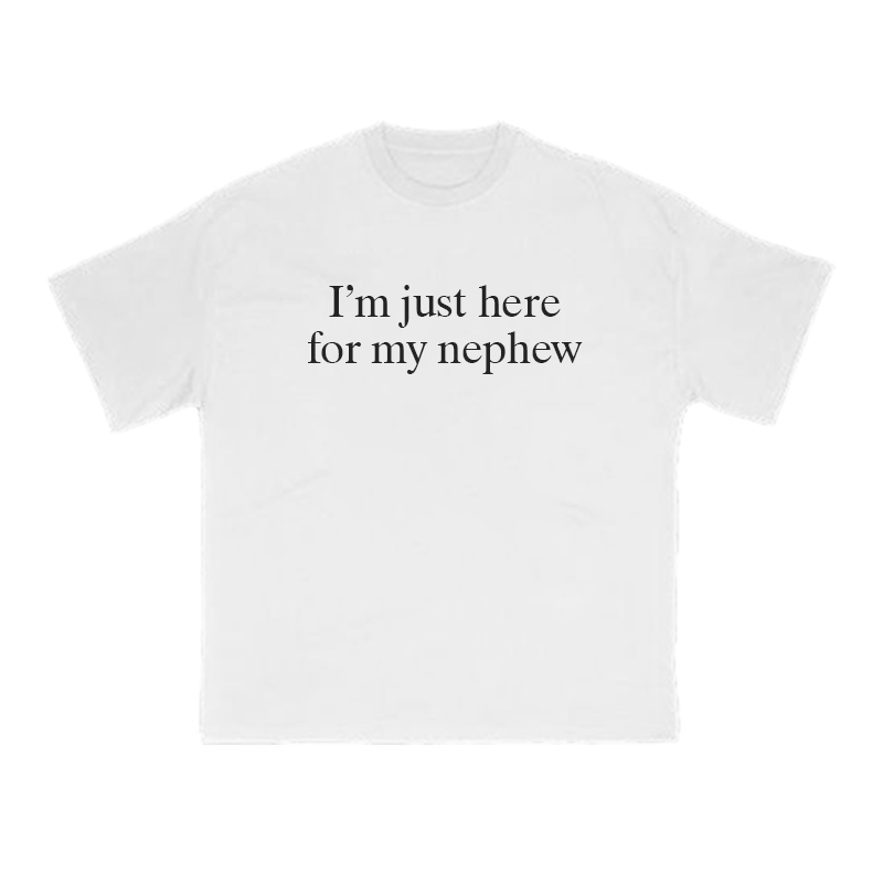 I’m Just Here For My Nephew Print T-shirt - White - US16-18(2XL) - image 2