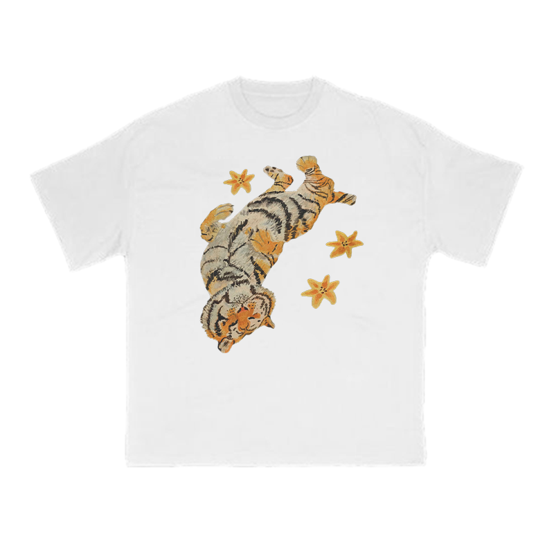 Lazy tiger Print T-shirt - White - US16-18(2XL) - image 2