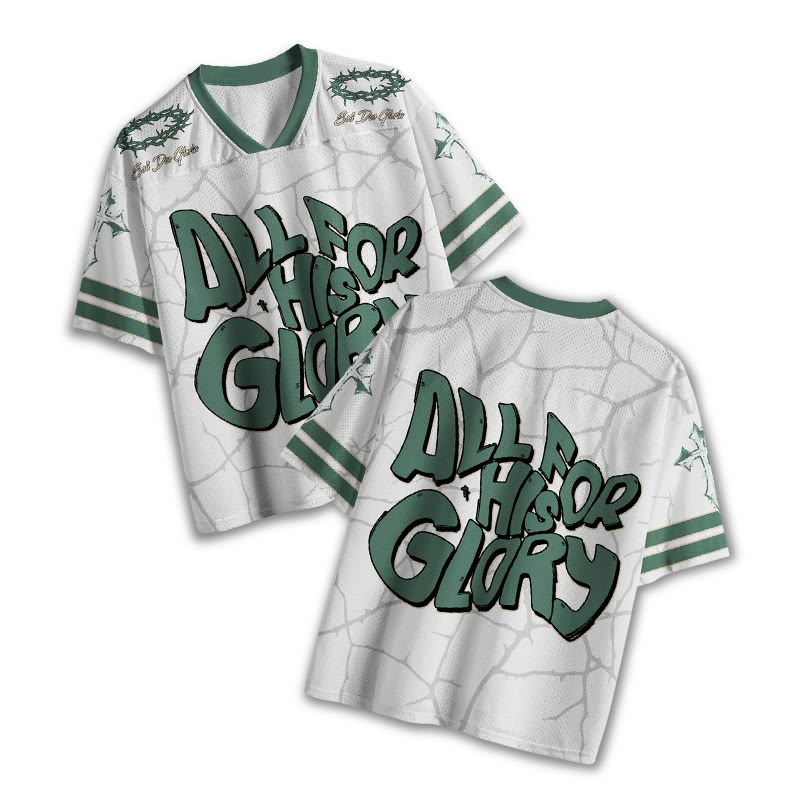 All For His Glory God Be The Glory Print Mesh Jersey - Green - 4XL - image 1
