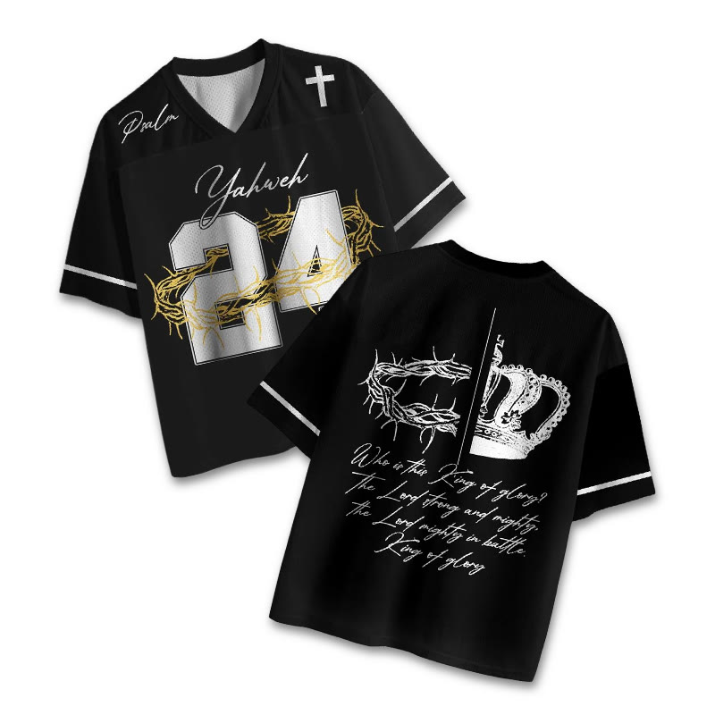 Psalm 24 Yahweh Print Mesh Jersey - Black - 4XL - image 1