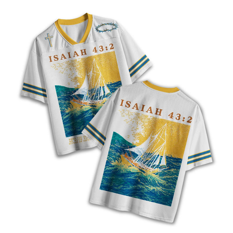 Isaiah 43:2 Print Mesh Jersey - Yellow - 4XL - image 1