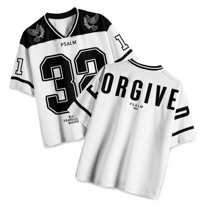Psalm 32:1 Forgiven Print Mesh Jersey - Black - 4XL - image 1