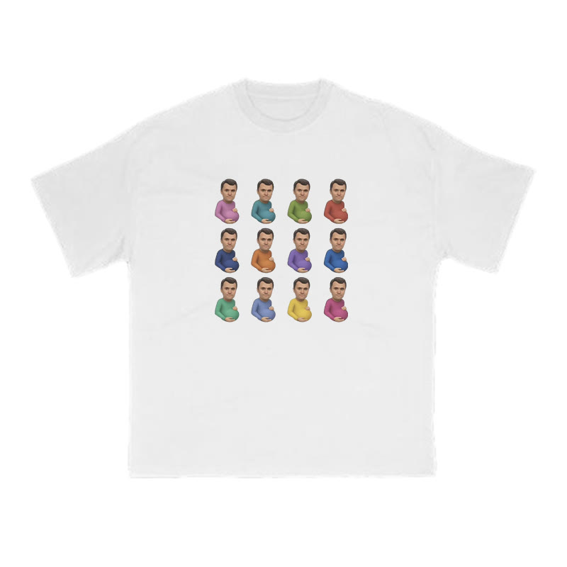 Funny Pregnant Men Print T-shirt - White - US16-18(2XL) - image 1