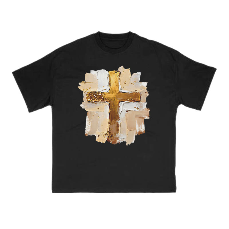 Impasto-style Cross Print T-shirt - Black - US16-18(2XL) - image 2